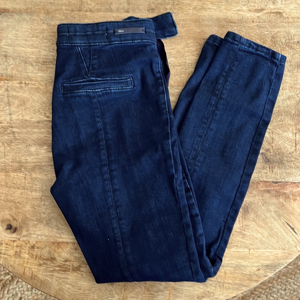 Denim high rise skinny ankle with slits